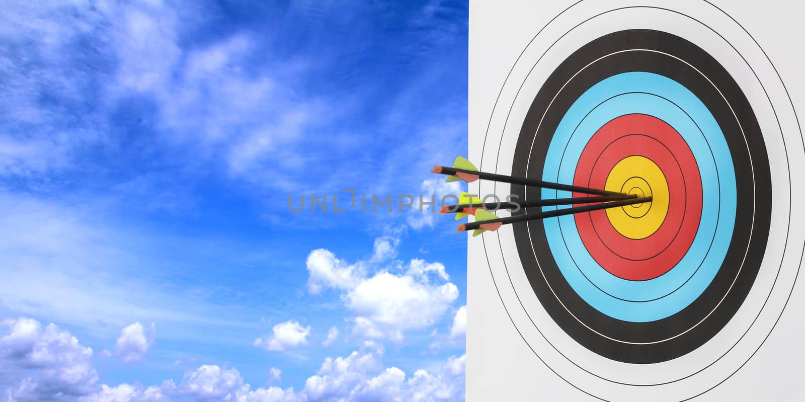 Archery target with arrow  by wyoosumran