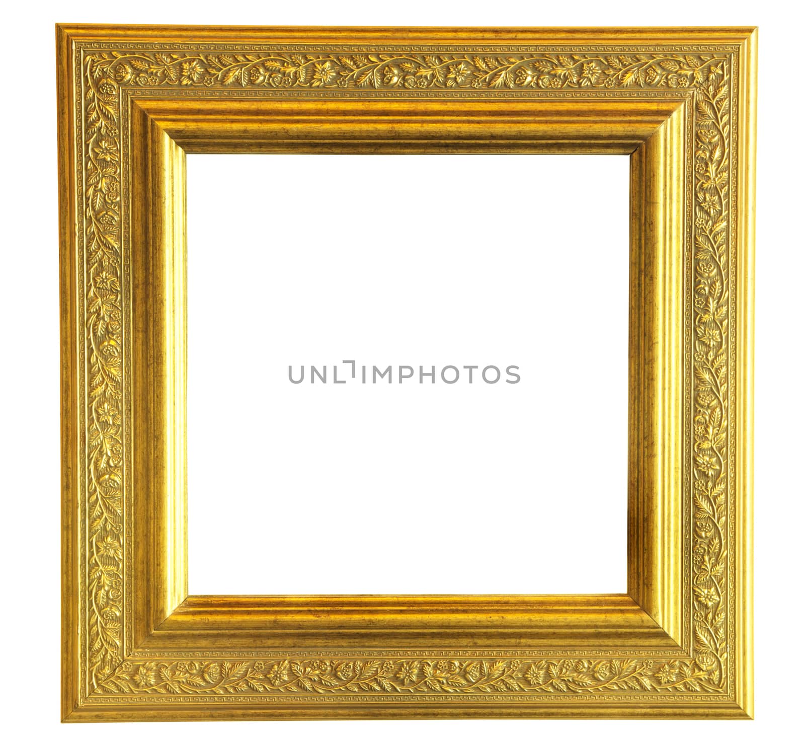 Vintage gooden wood photo frame, clipping path 