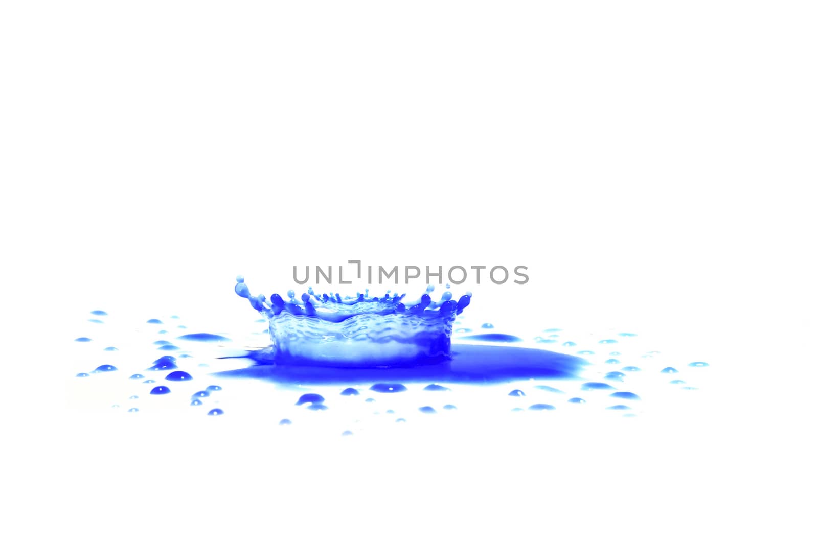 Blue paint splashing isolated on white
