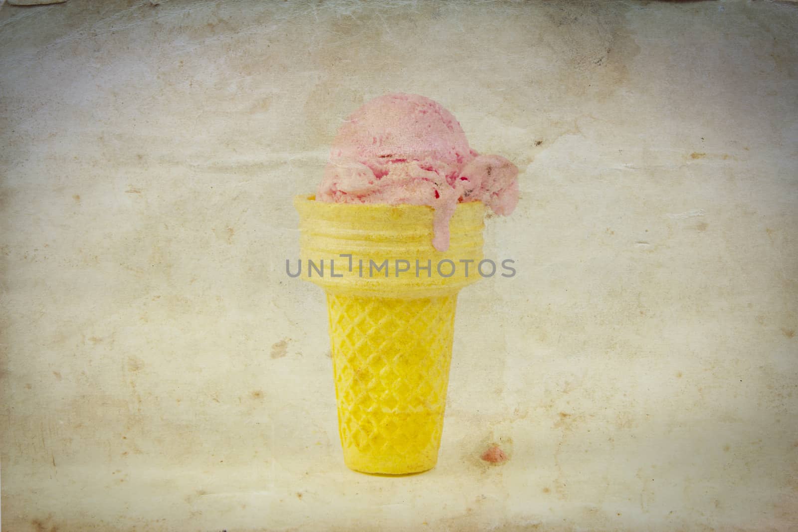 Scoop of ice cream on grunge paper background