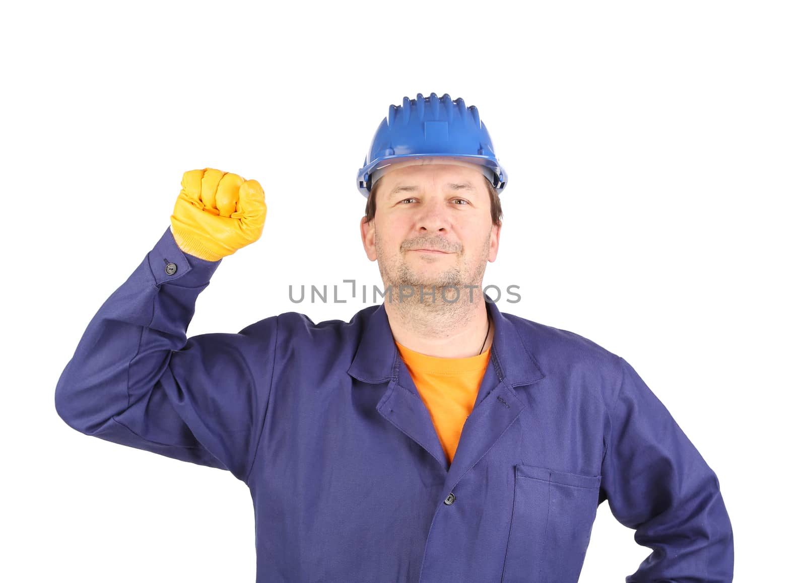 Worker with clenched fist. by indigolotos
