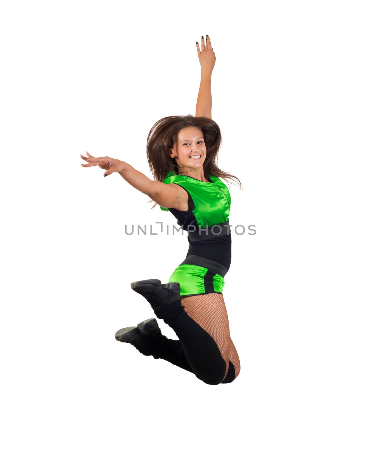 athletic young woman jumping by adam121