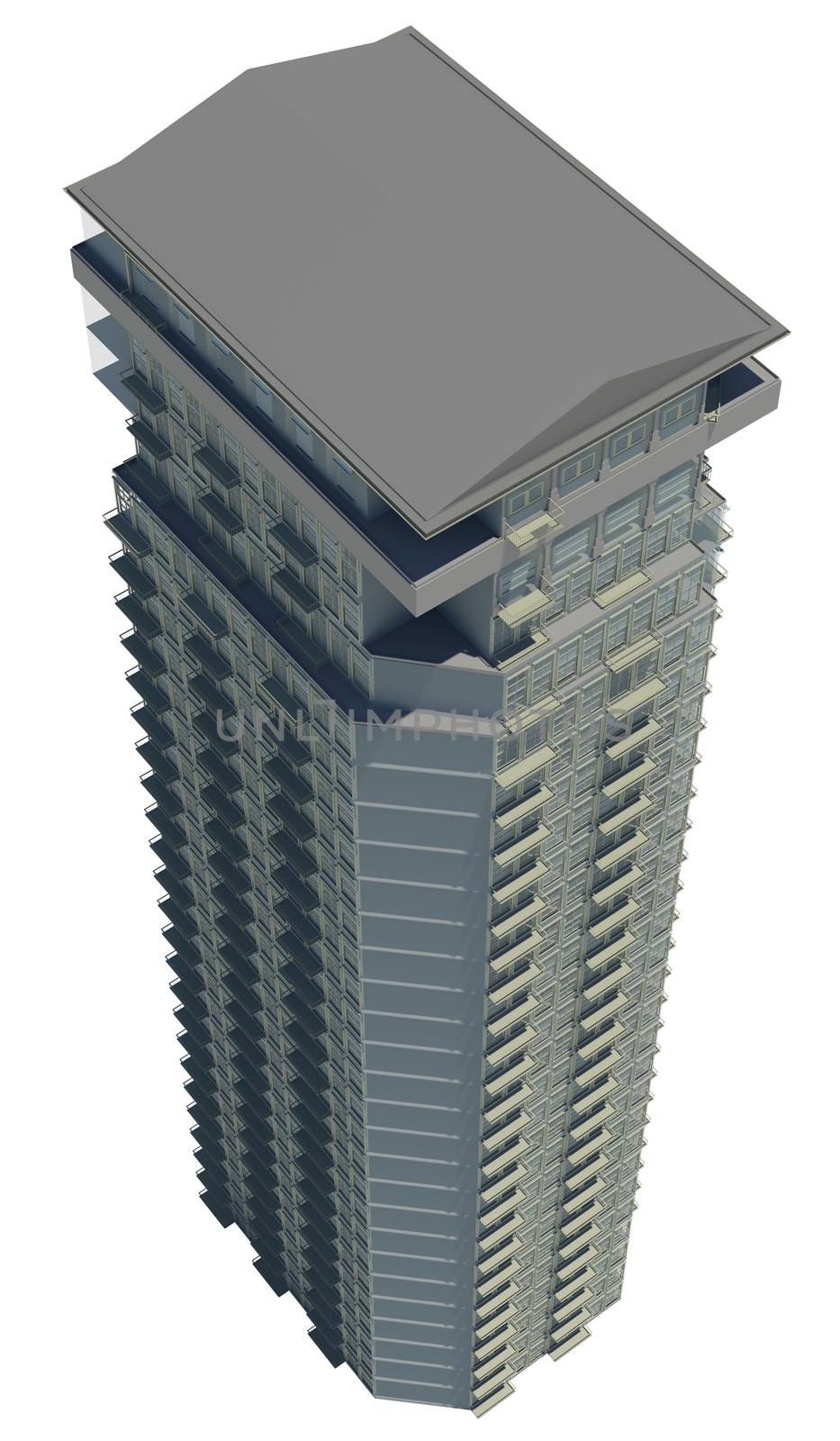 Highly detailed building. Isolated render on a white background