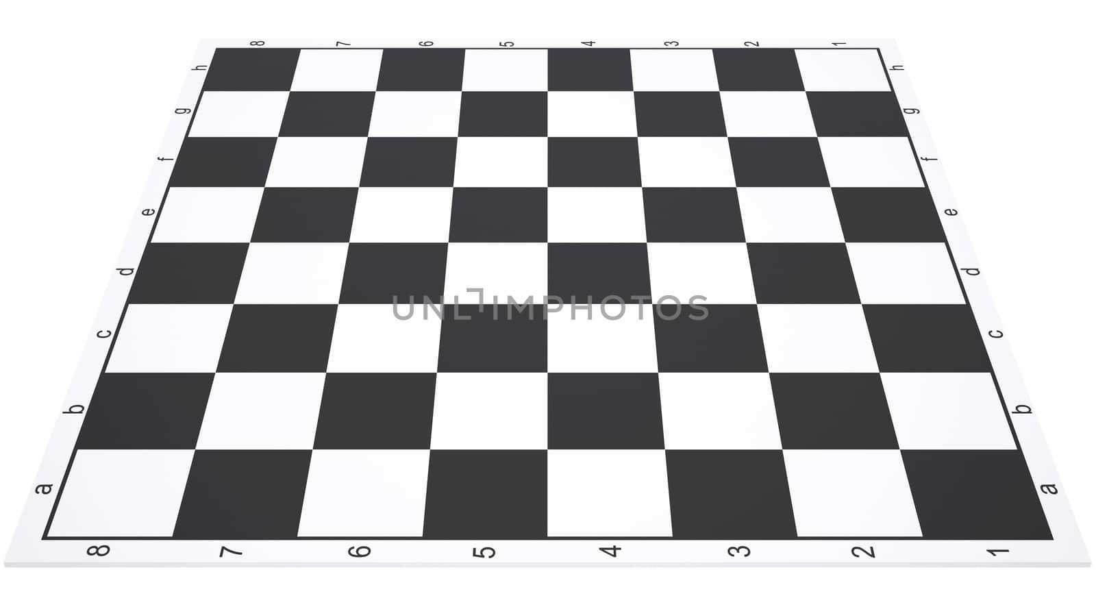 Empty chessboard. Render on a white background