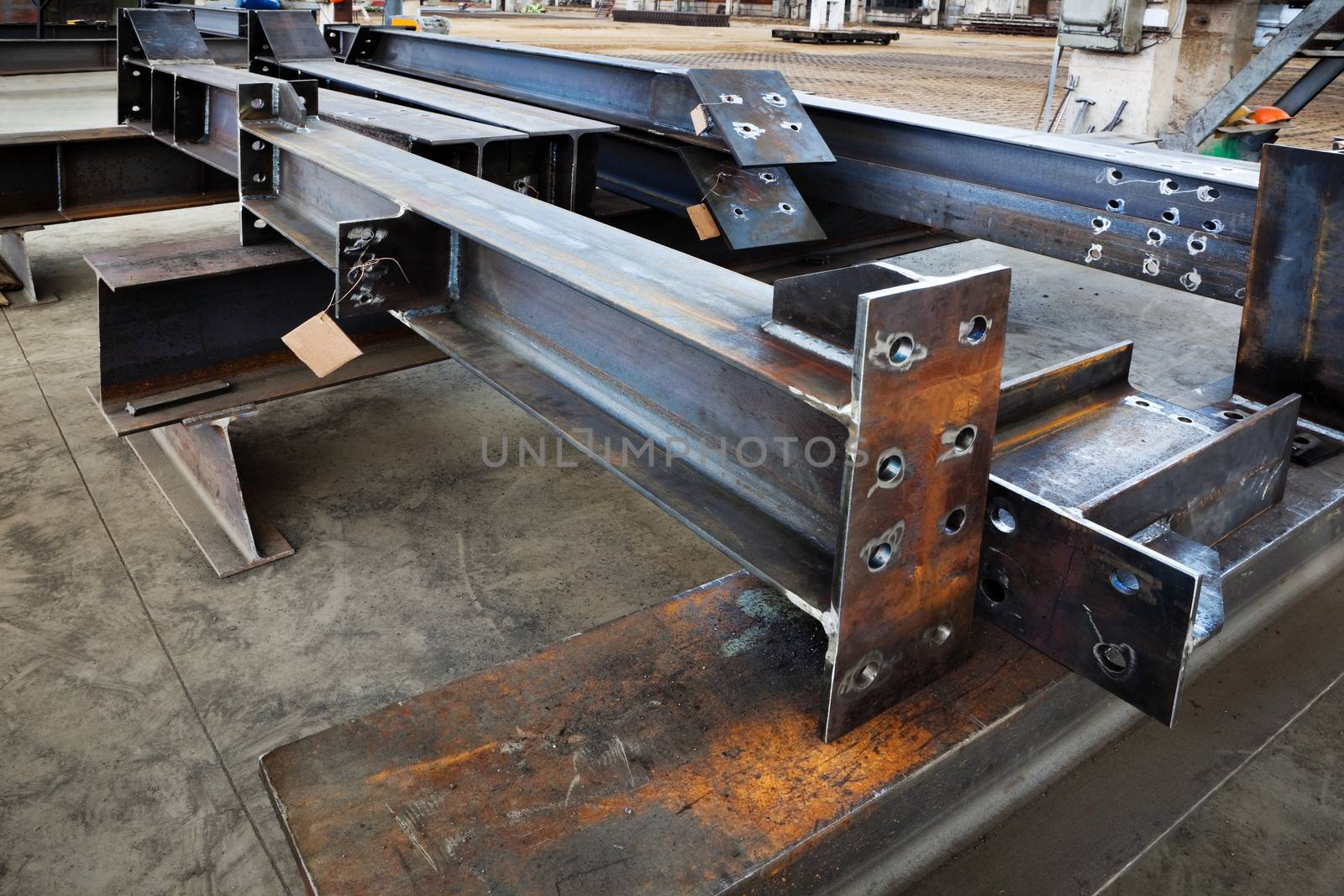 new welded metal beams on modern plant