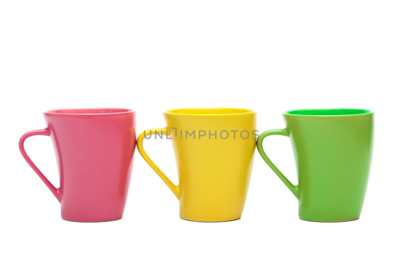 Beautiful color mugs on a white background