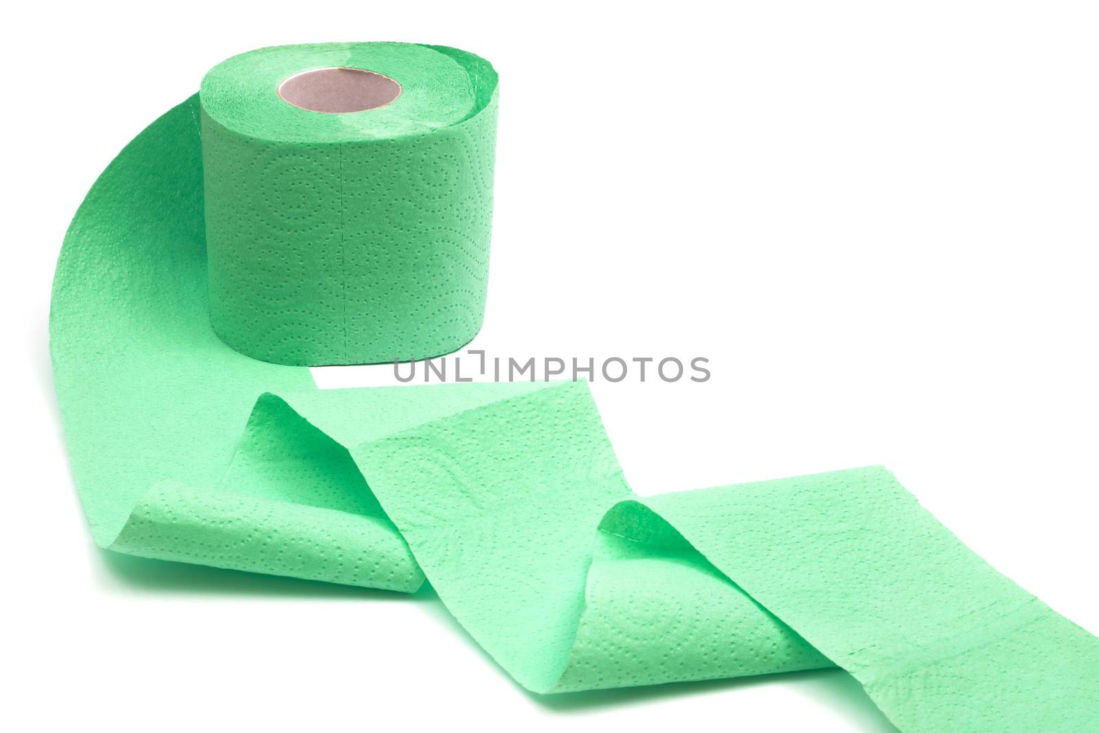 Roll of a toilet paper on a white background