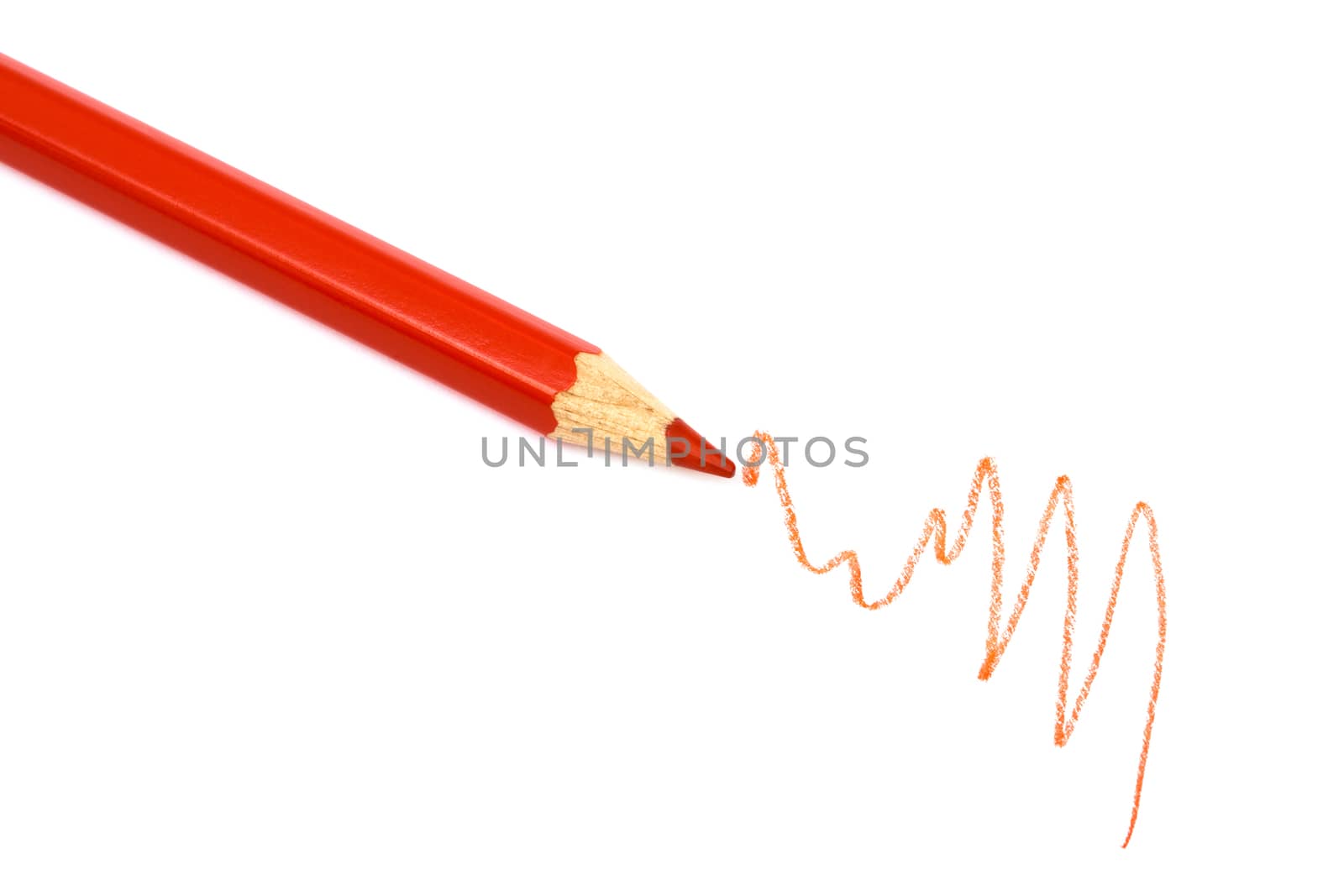 red pencil on a white background