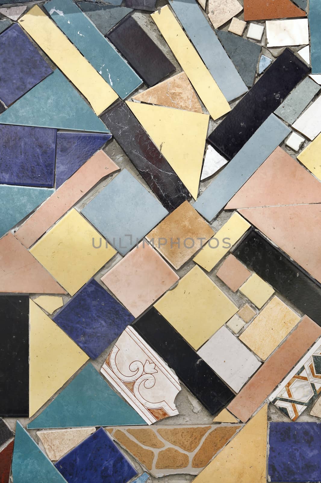 Background of Colored Mosaic with Old Broken Tiles