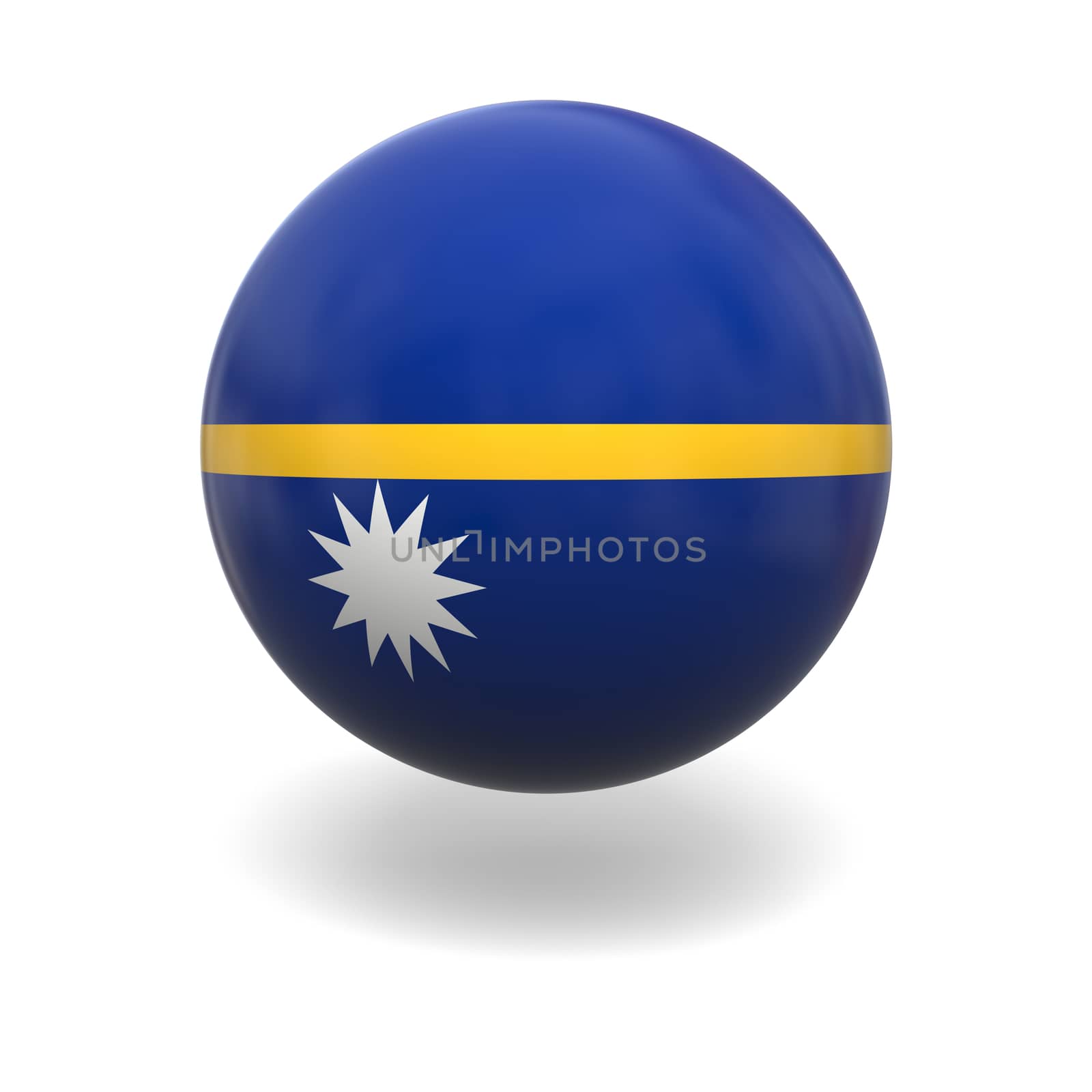 National flag of Nauru on sphere isolated on white background