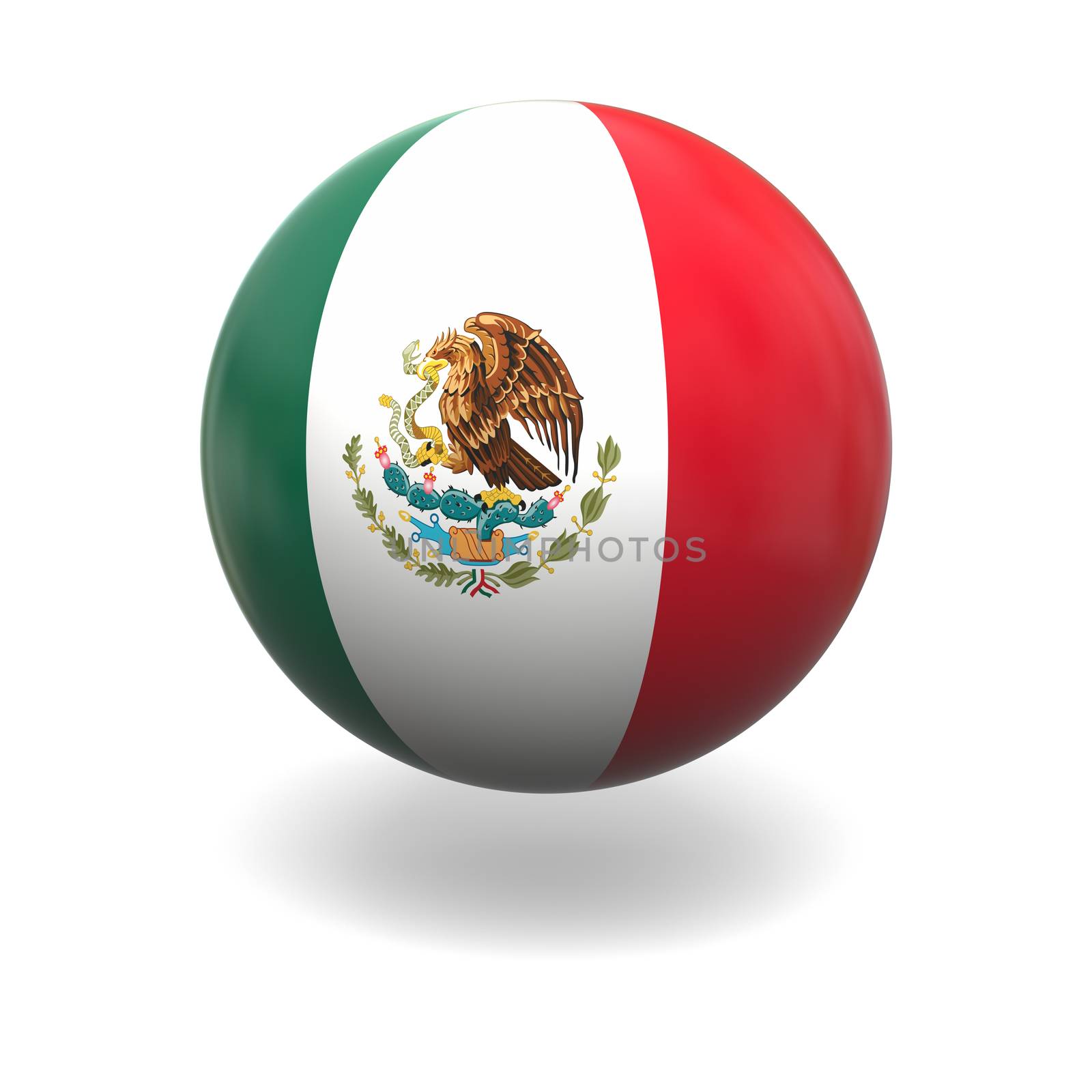 National flag of Mexico on sphere isolated on white background