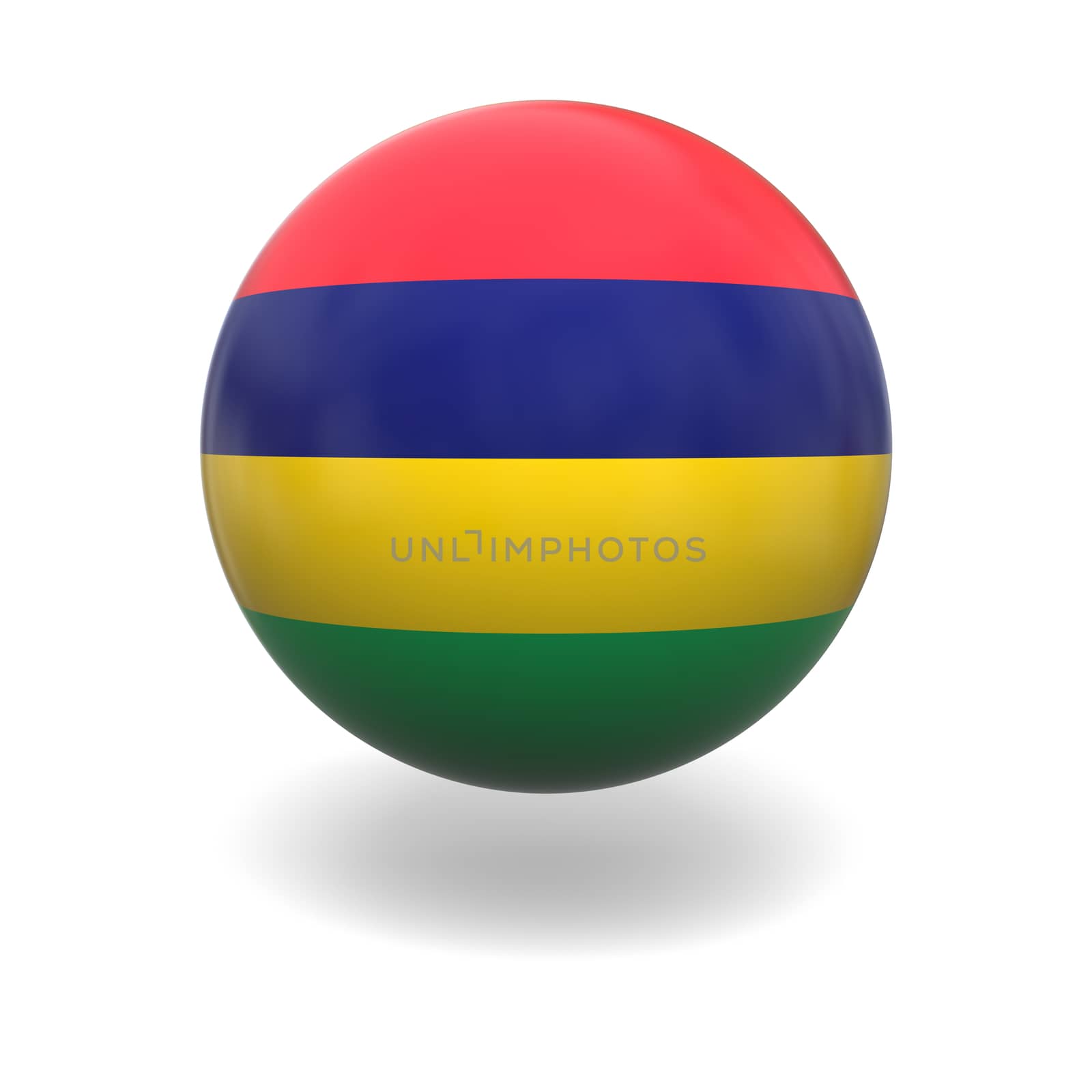 National flag of Mauritius on sphere isolated on white background