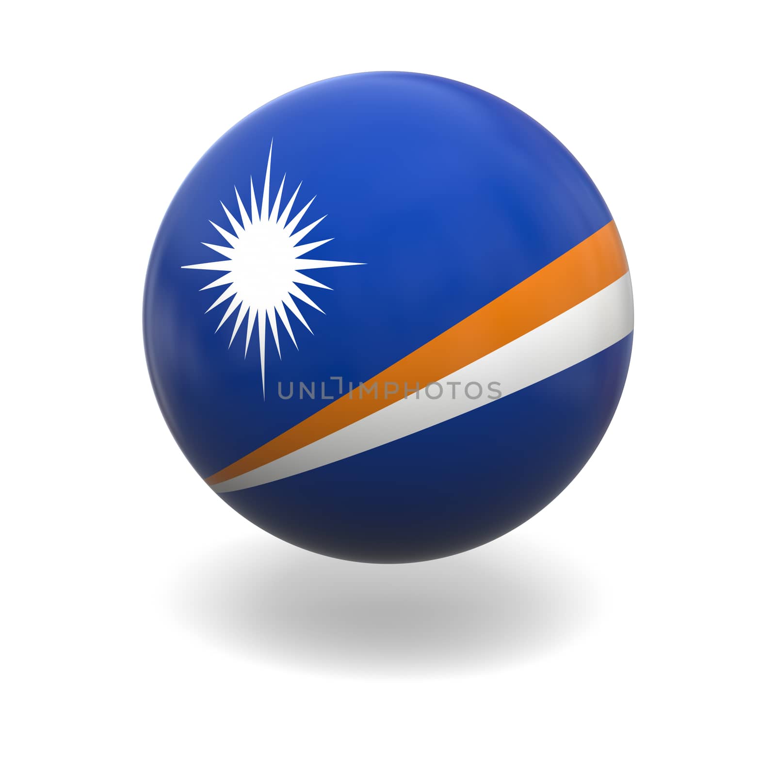 National flag of Marshall Islands on sphere isolated on white background