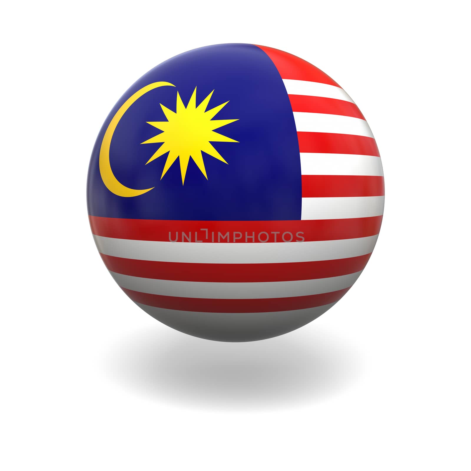 National flag of Malaysia on sphere isolated on white background