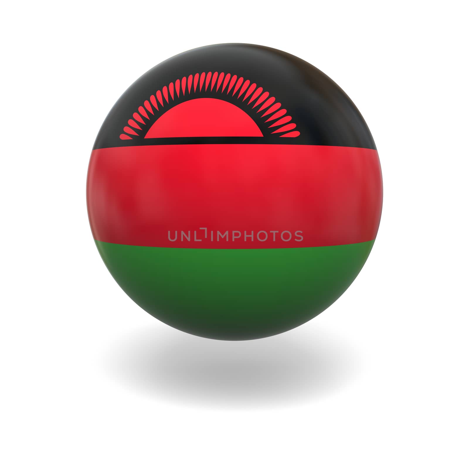 National flag of Malawi on sphere isolated on white background