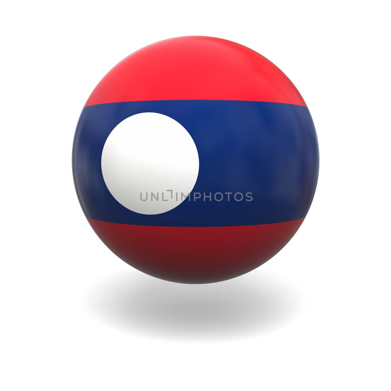 National flag of Laos on sphere isolated on white background