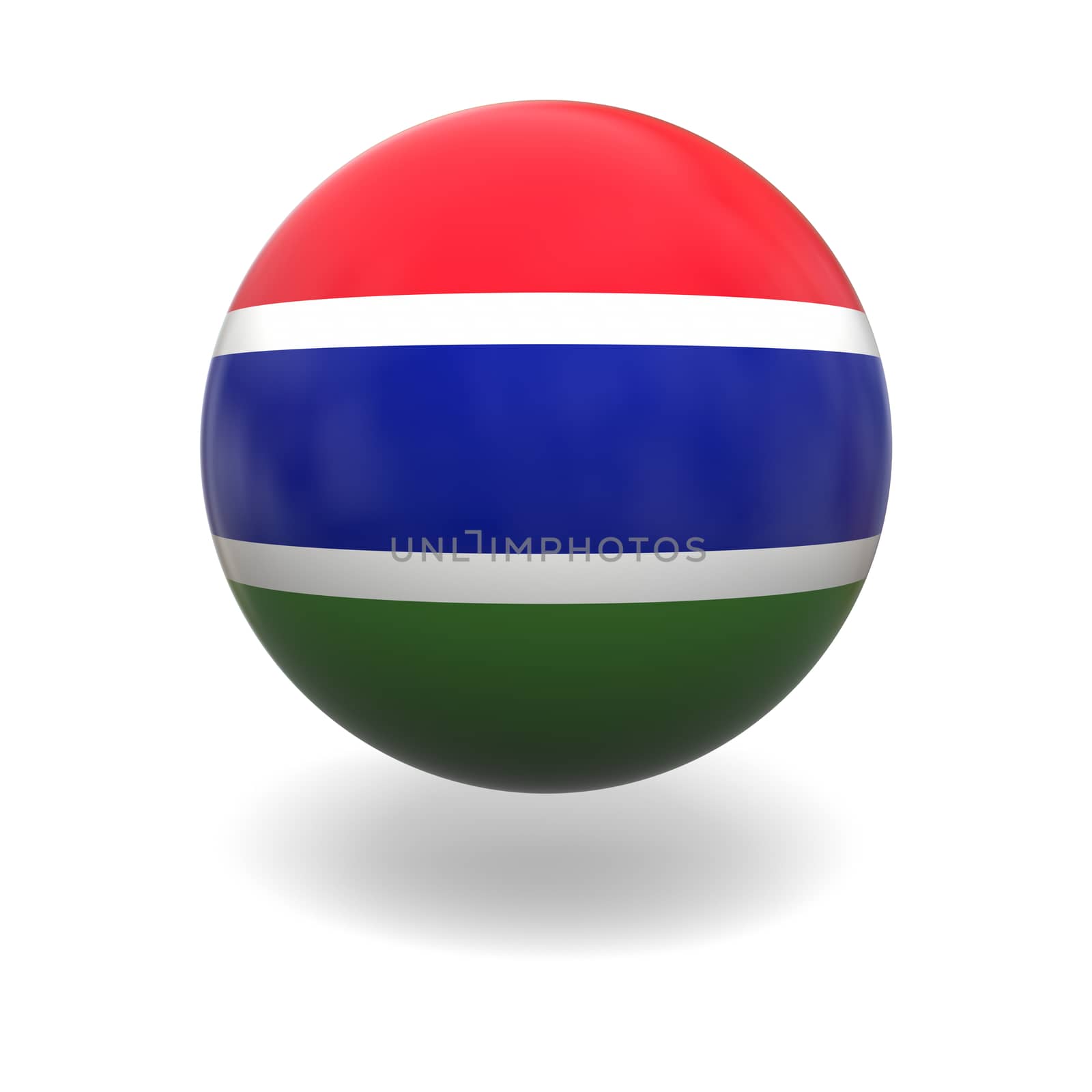 National flag of Gambia on sphere isolated on white background