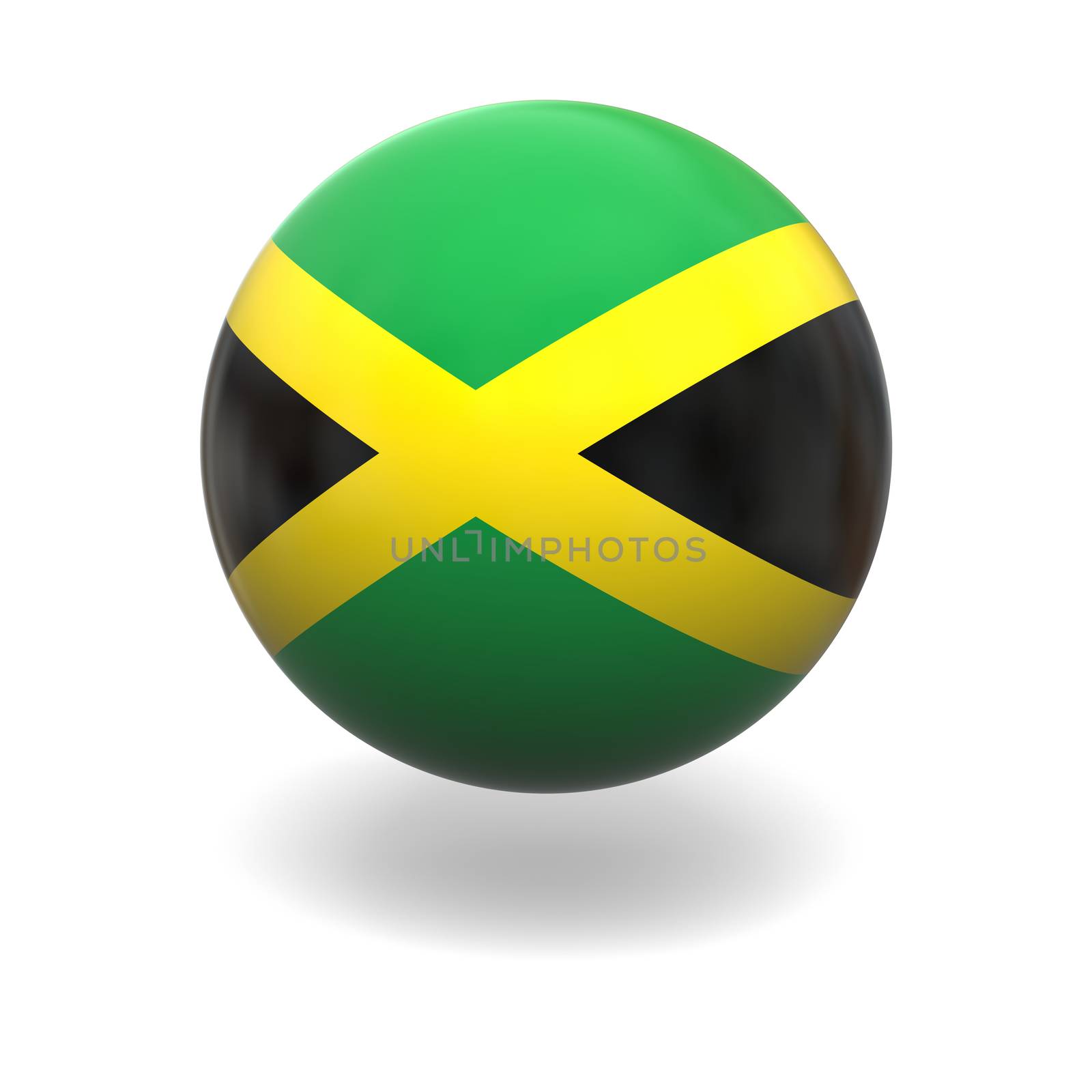 National flag of Jamaica on sphere isolated on white background