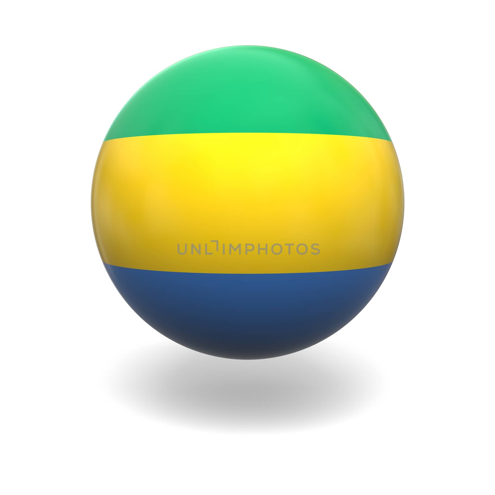National flag of Gabon on sphere isolated on white background