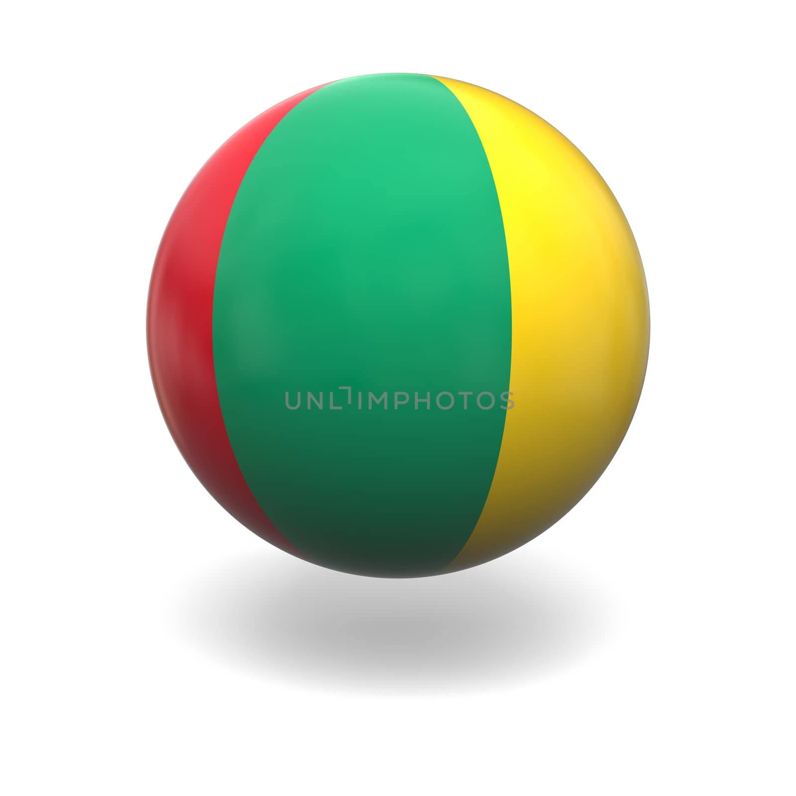 National flag of Guinea on sphere isolated on white background