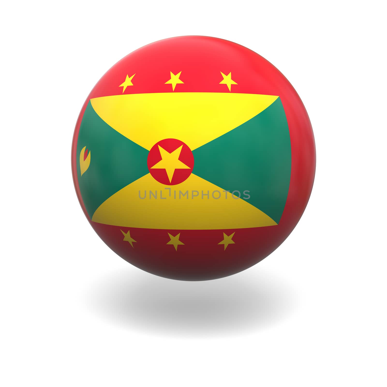 National flag of Grenada on sphere isolated on white background
