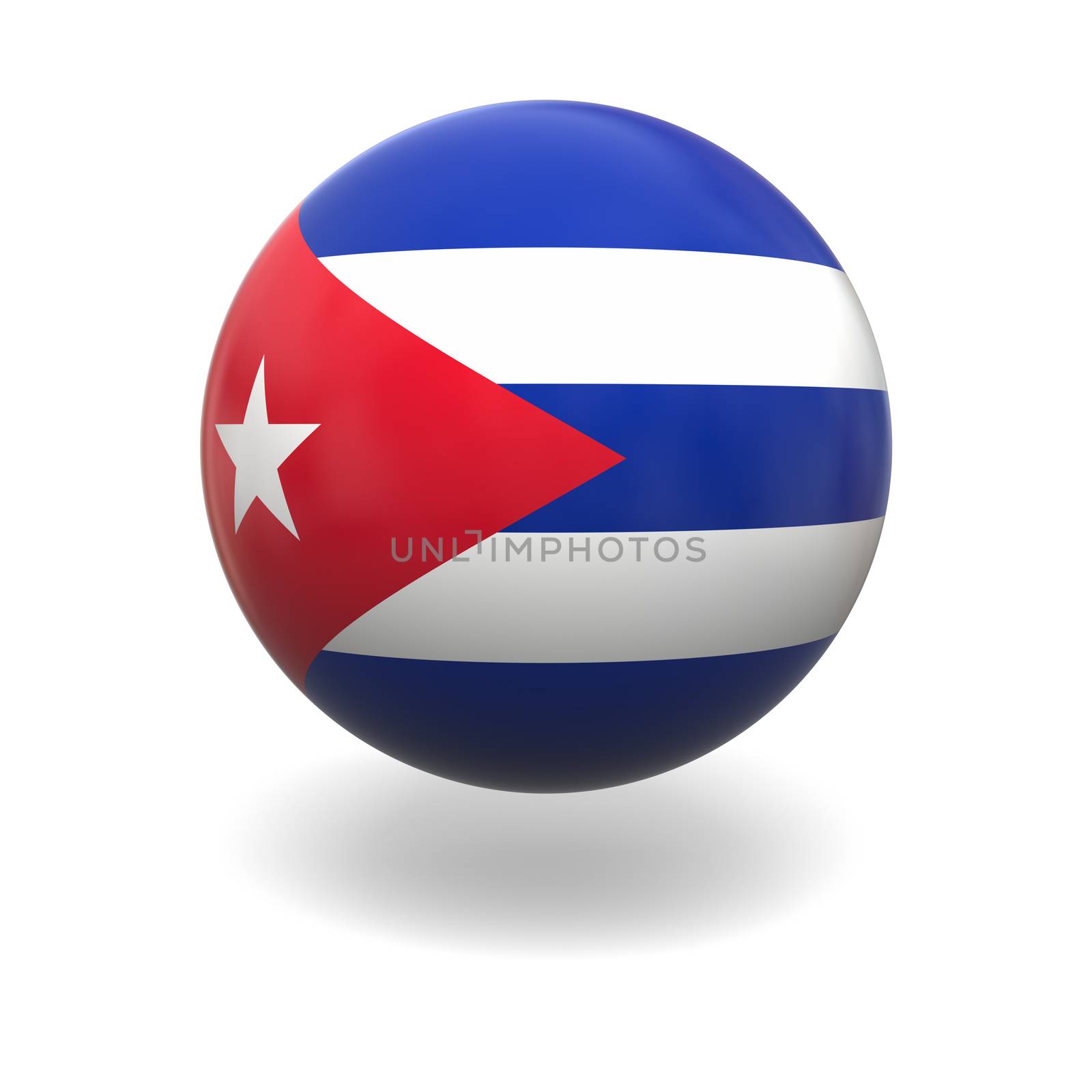 National flag of Cuba on sphere isolated on white background