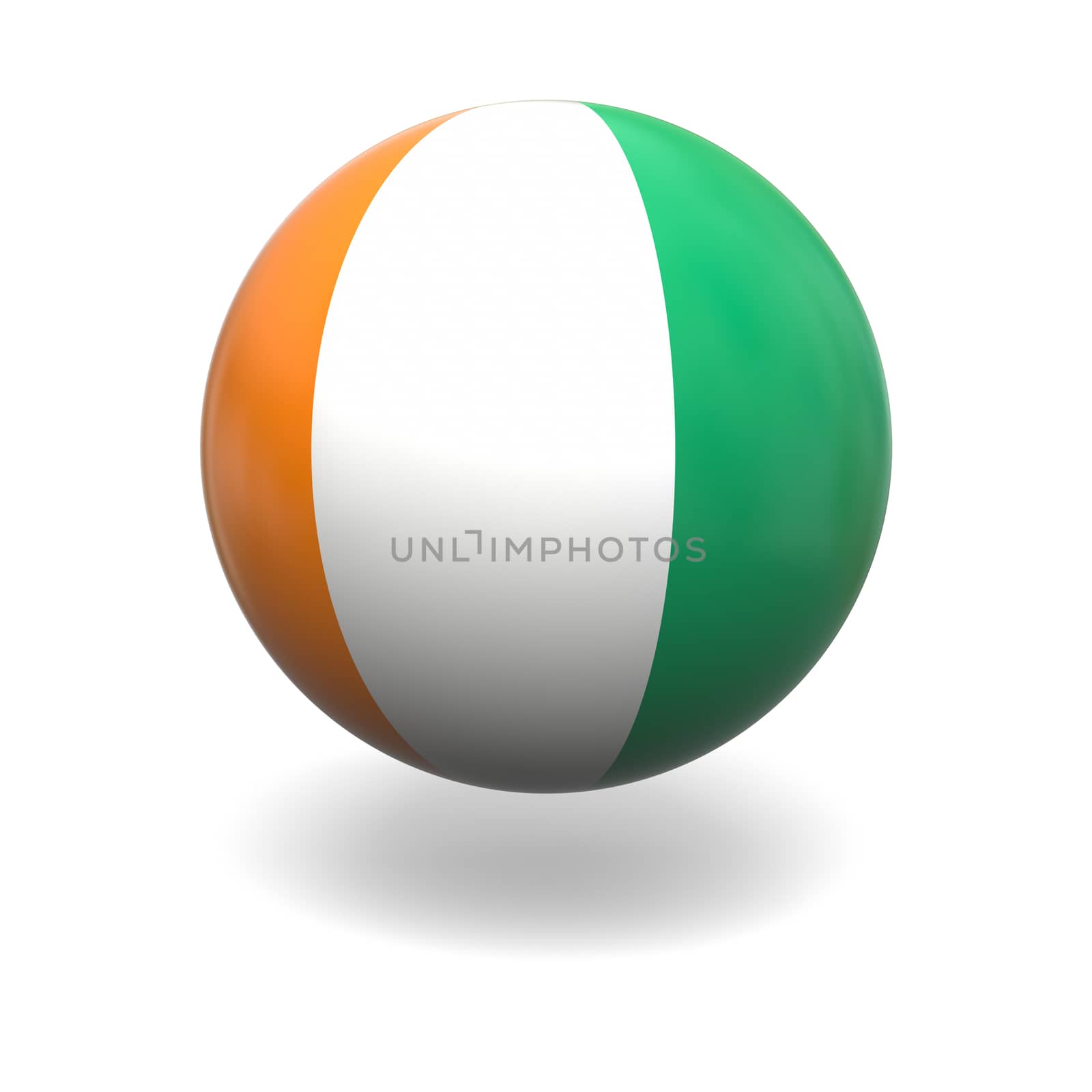 National flag of Cote d Ivore on sphere isolated on white background