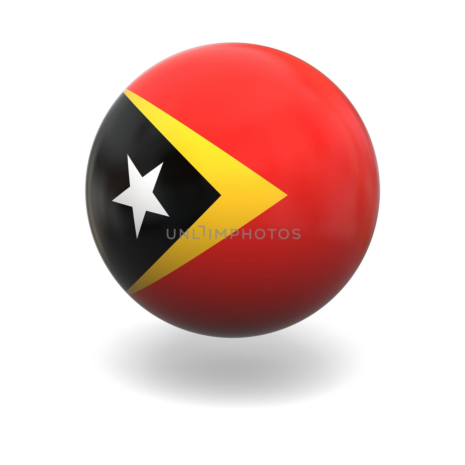 National flag of East Timor on sphere isolated on white background