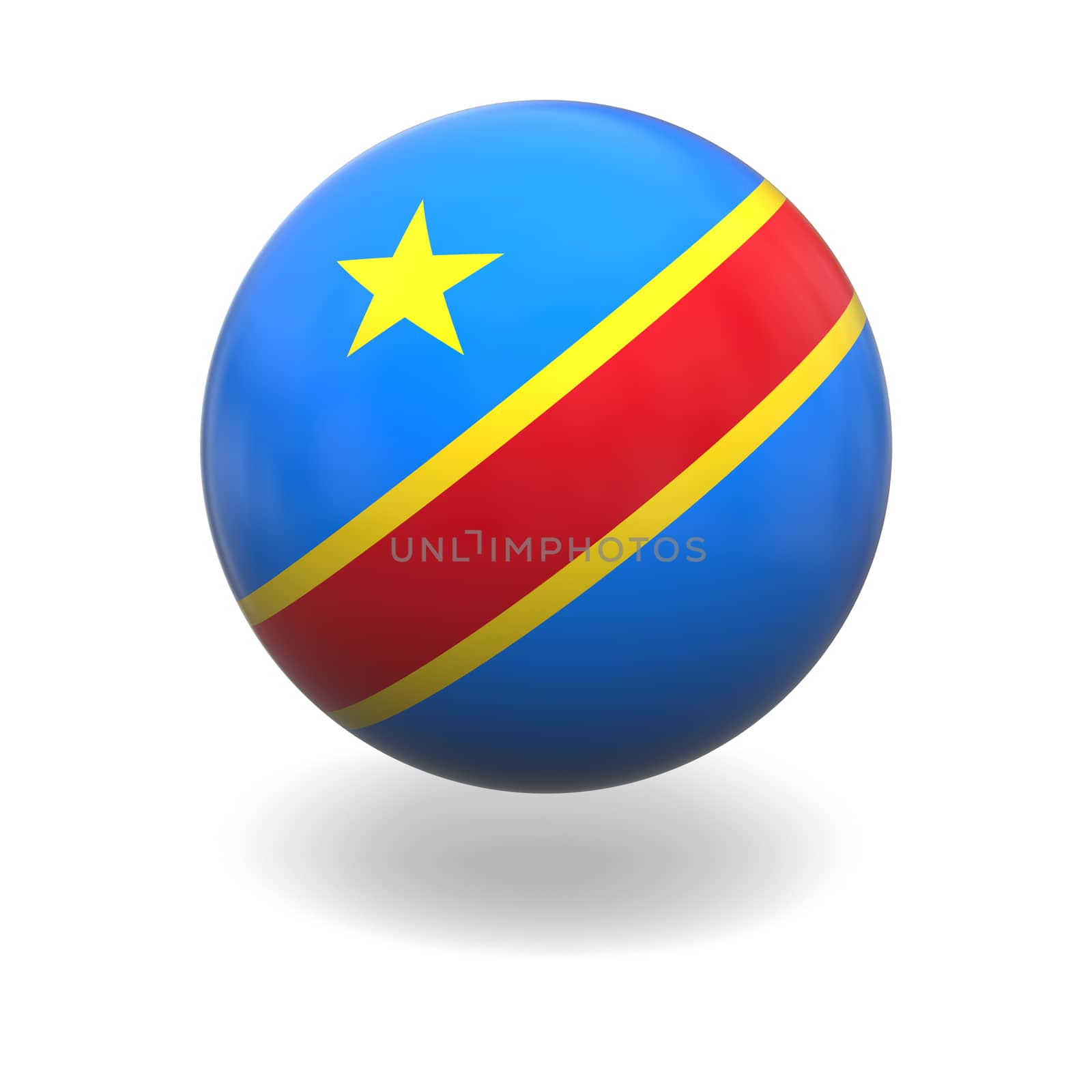 National flag of Democratic Republic Congo on sphere isolated on white background
