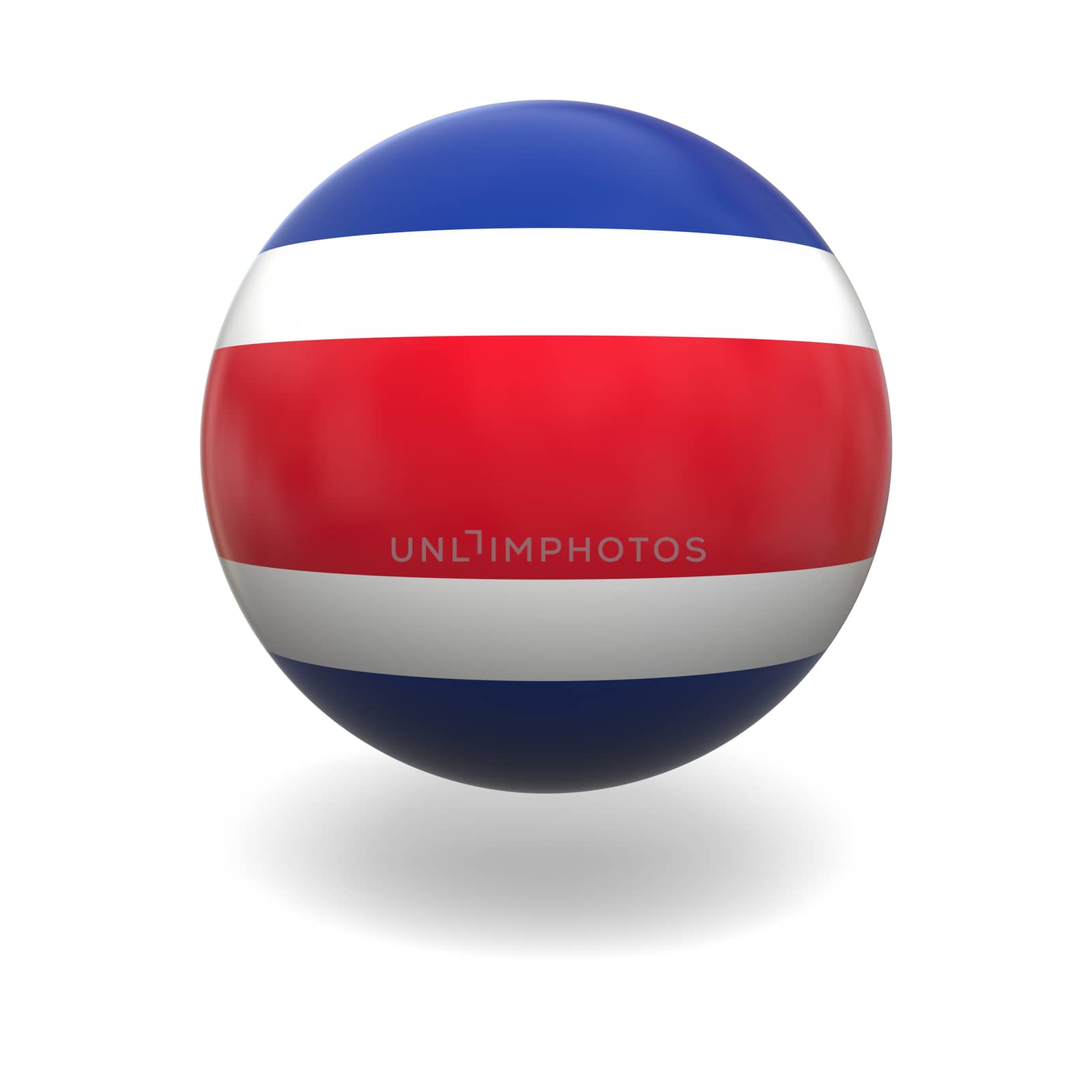 National flag of Costa Rica on sphere isolated on white background