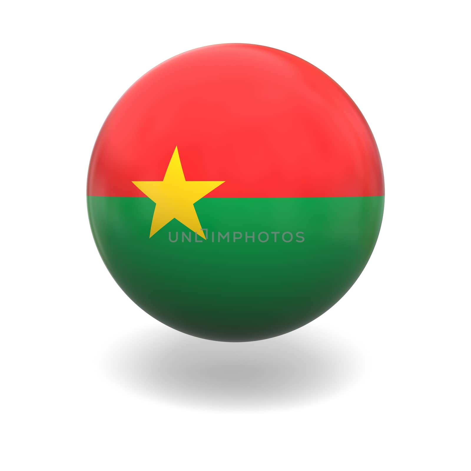 National flag of Burkina Faso on sphere isolated on white background