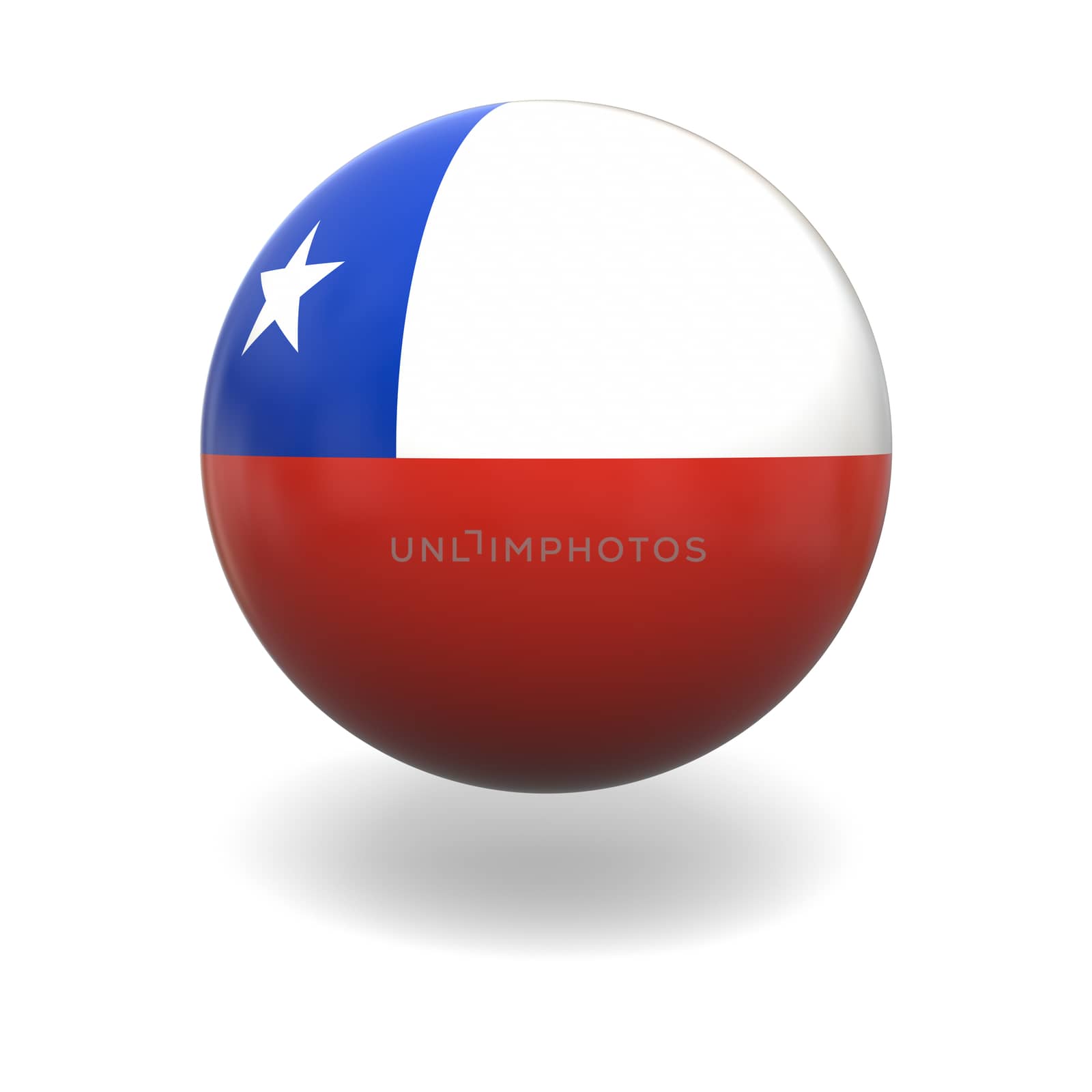 National flag of Chille on sphere isolated on white background