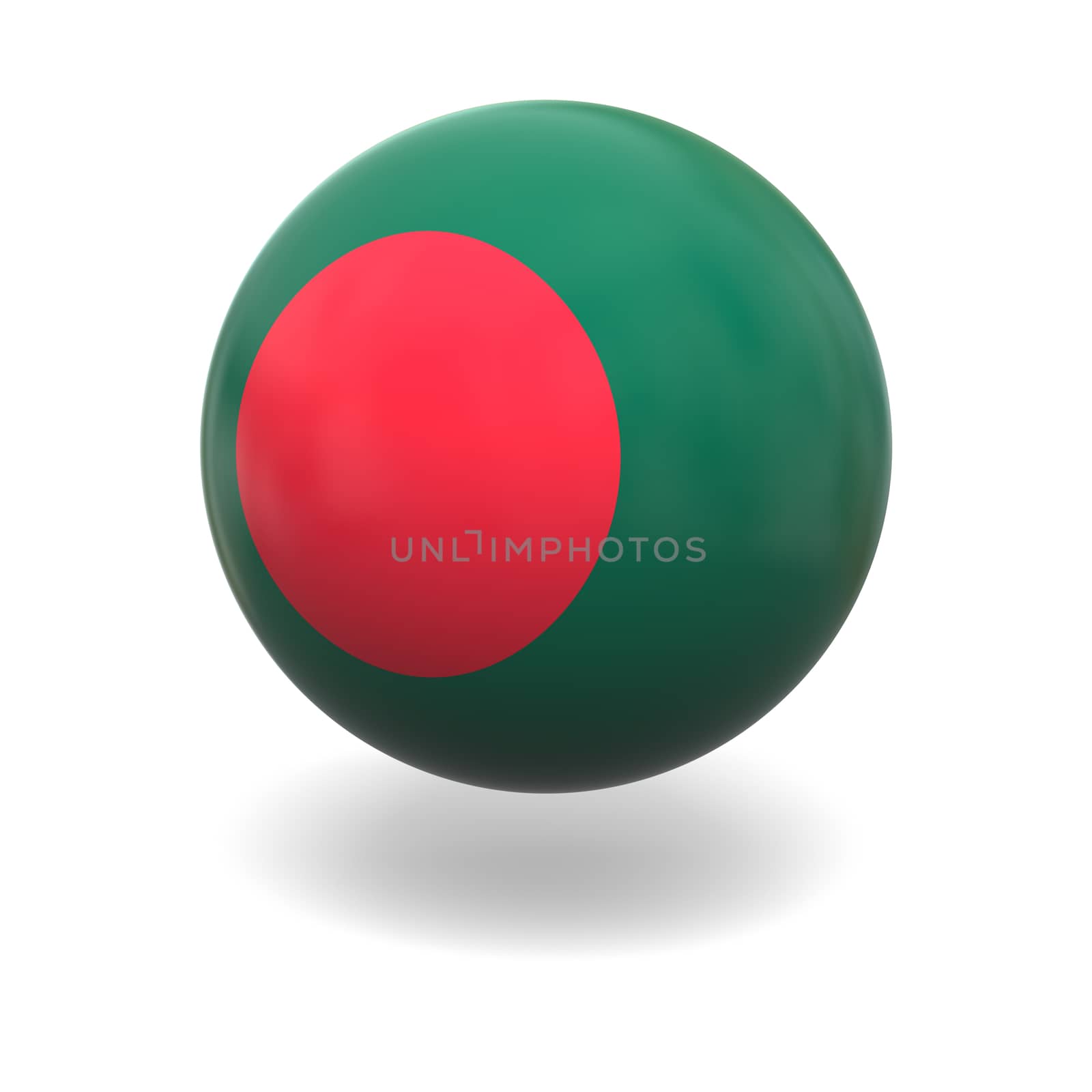 National flag of Bangladesh on sphere isolated on white background
