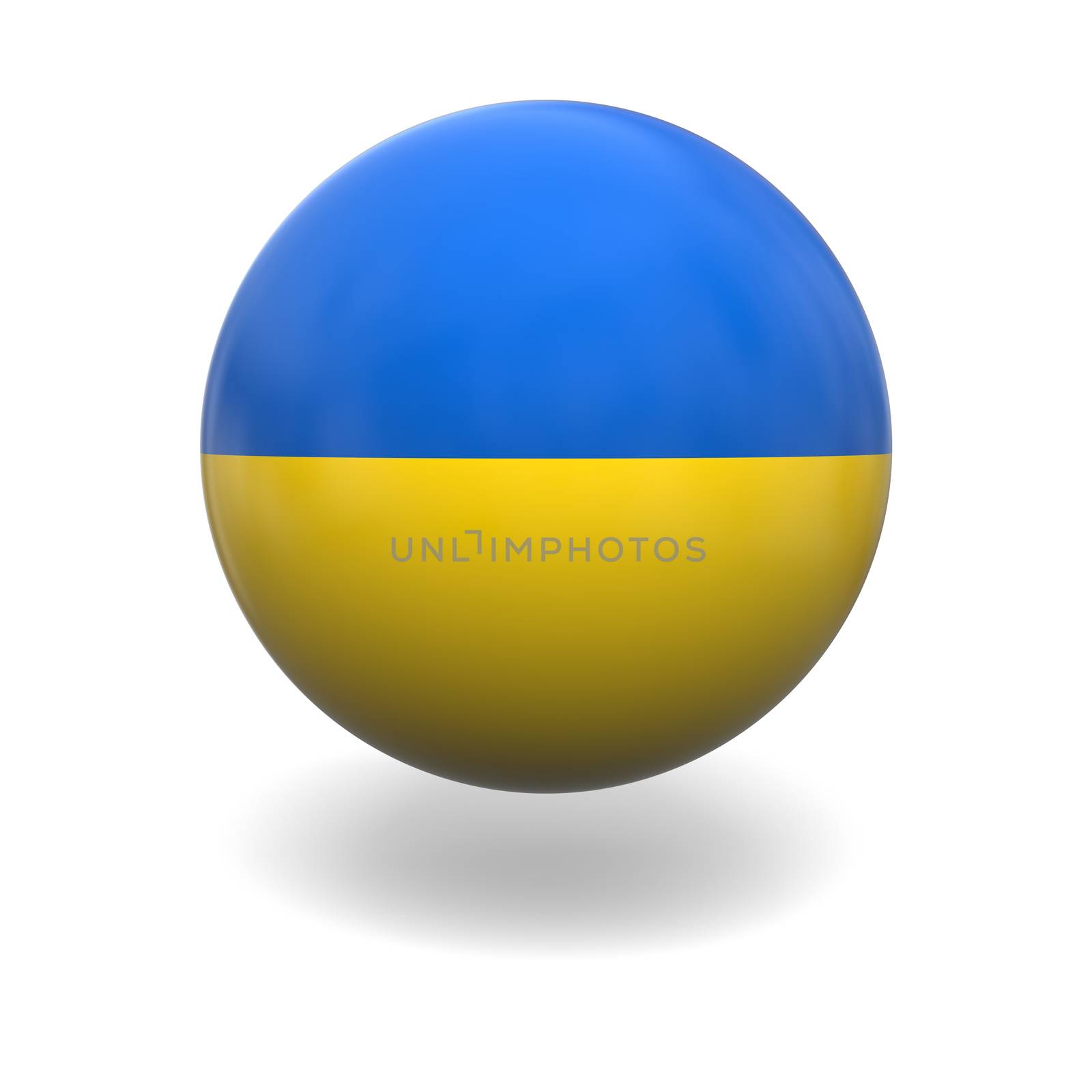 National flag of Ukraine on sphere isolated on white background