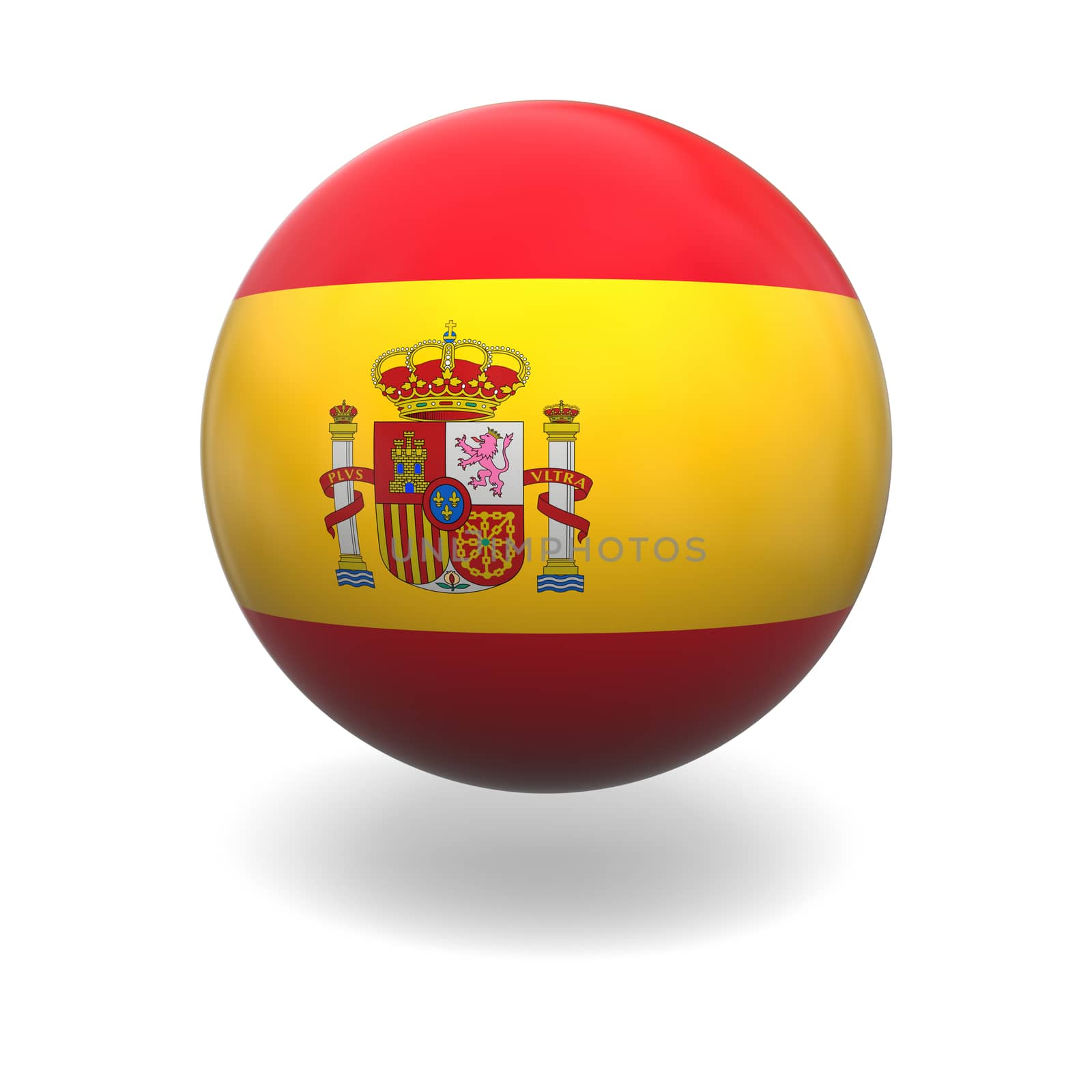 National flag of Spain on sphere isolated on white background