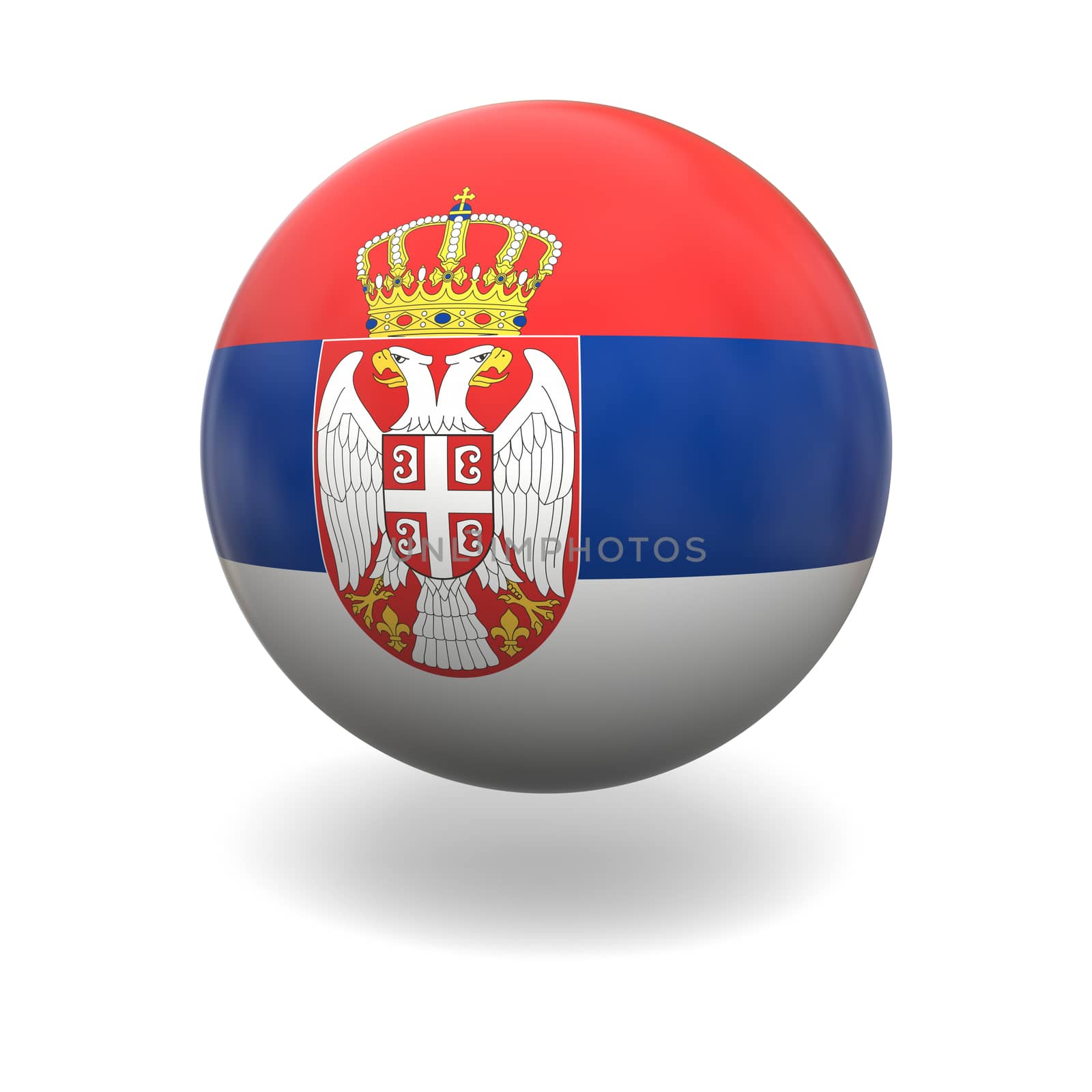 National flag of Serbia on sphere isolated on white background