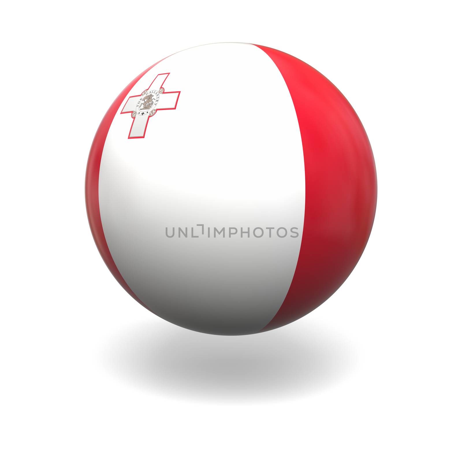 National flag of Malta on sphere isolated on white background