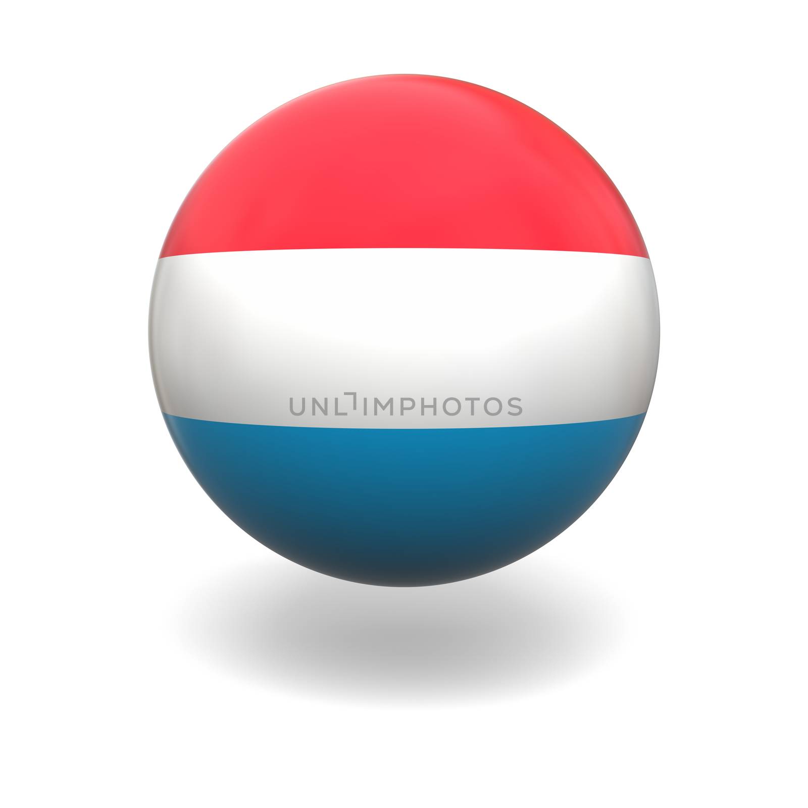 National flag of Luxembourg a on sphere isolated on white background