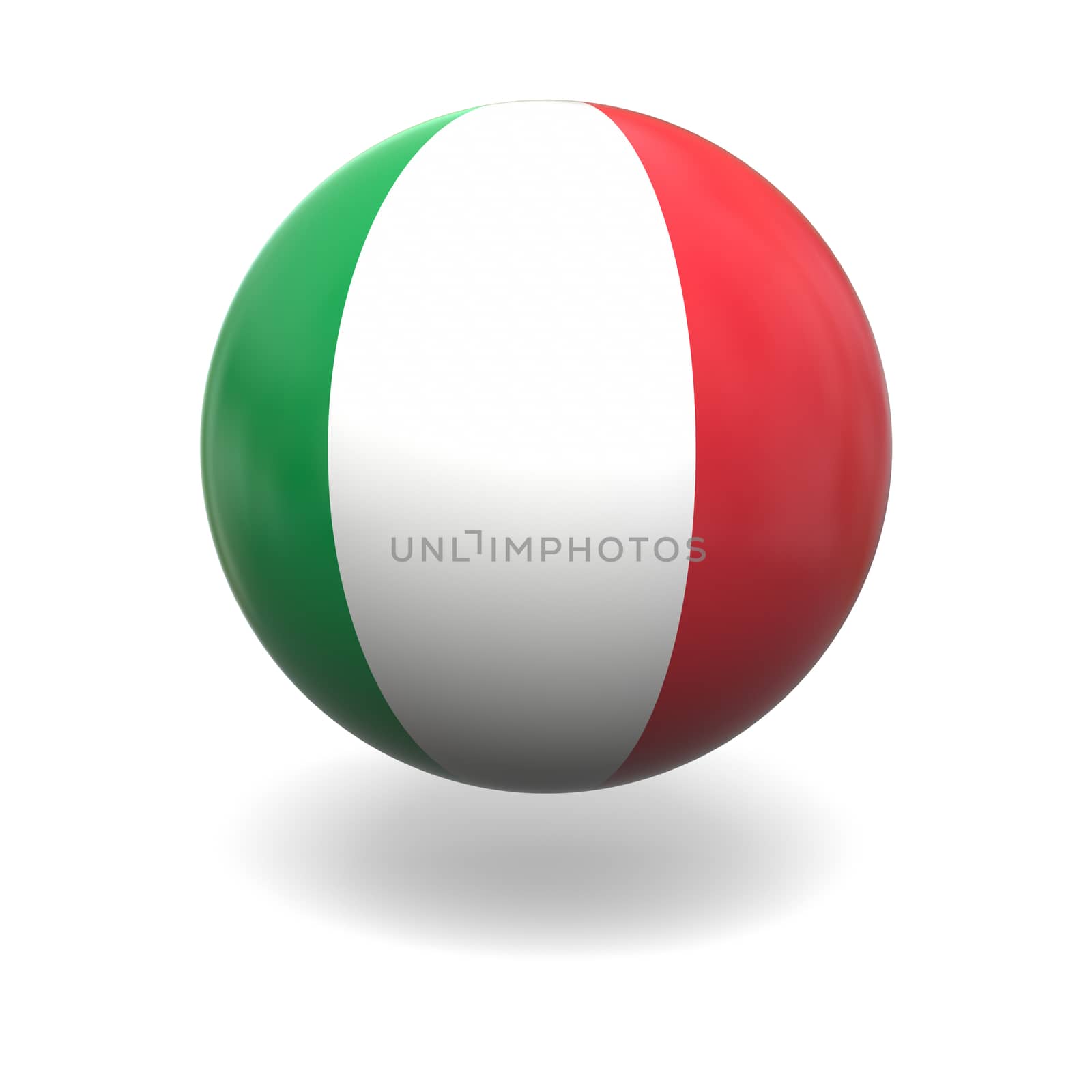 National flag of Italy on sphere isolated on white background