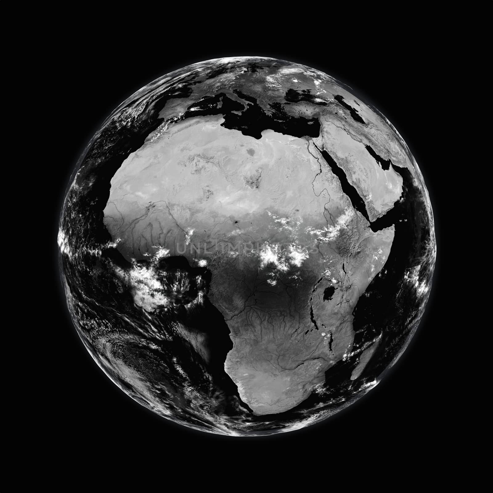 Africa on black planet Earth isolated on black background. Elements of this image furnished by NASA.