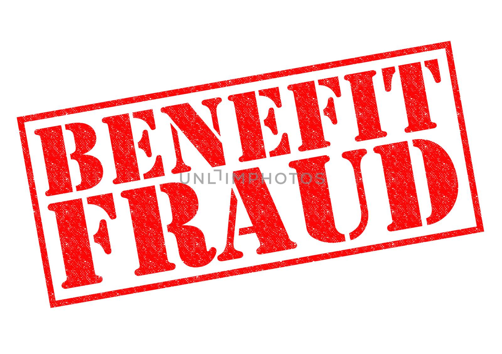 BENEFIT FRAUD red Rubber Stamp over a white background.