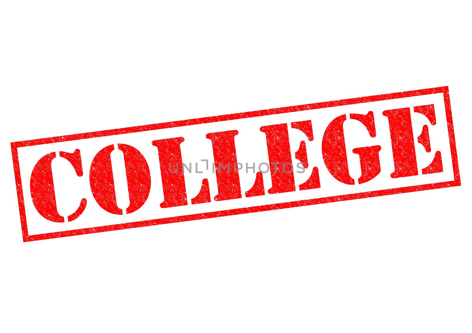COLLEGE red Rubber Stamp over a white background.