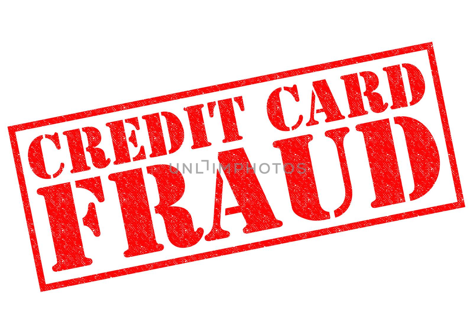 CREDIT CARD FRAUD red Rubber Stamp over a white background.