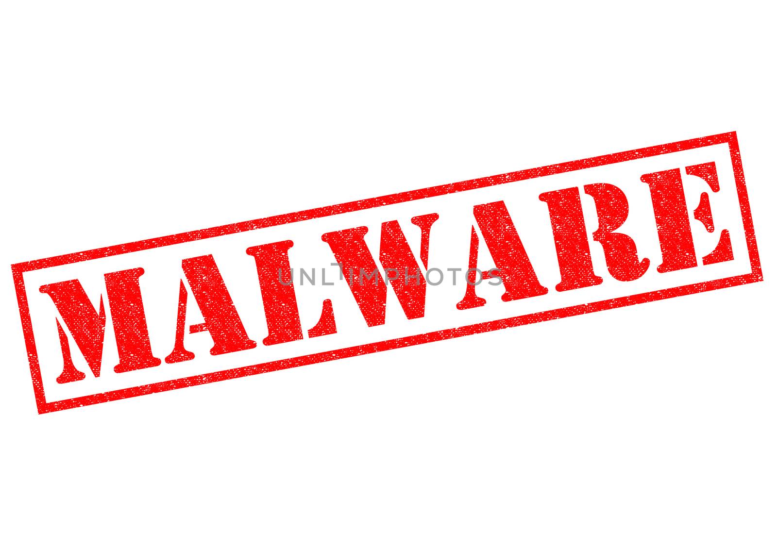 MALWARE red Rubber Stamp over a white background.