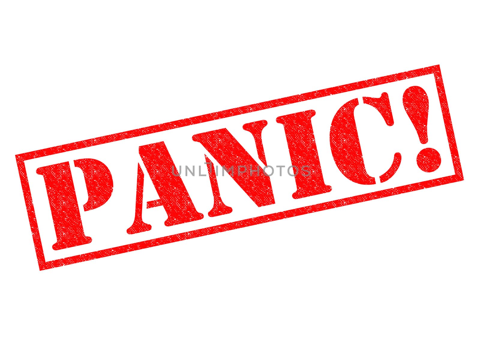 PANIC! red Rubber Stamp over a white background.