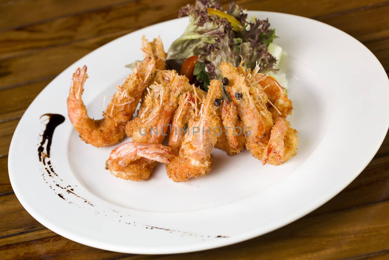 A plate of deep fried Prawns ready to be served.