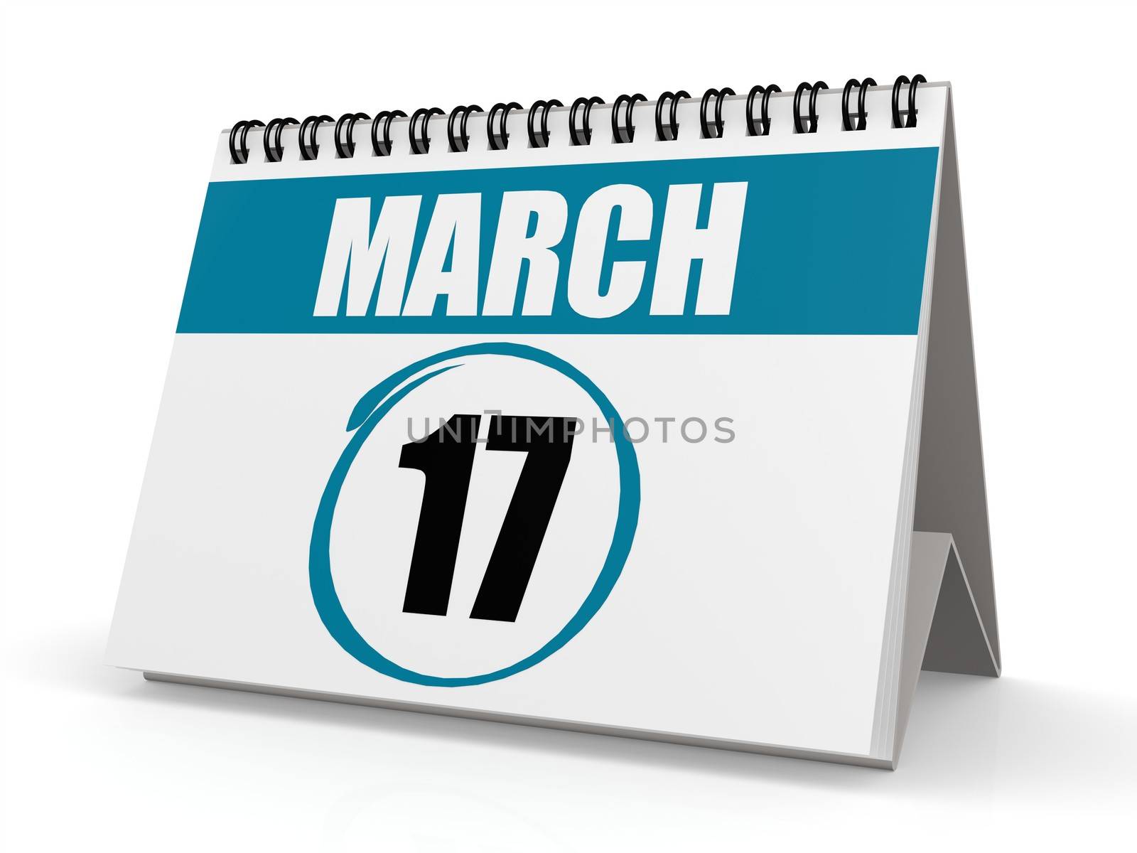 March 17 calendar image with hi-res rendered artwork that could be used for any graphic design.