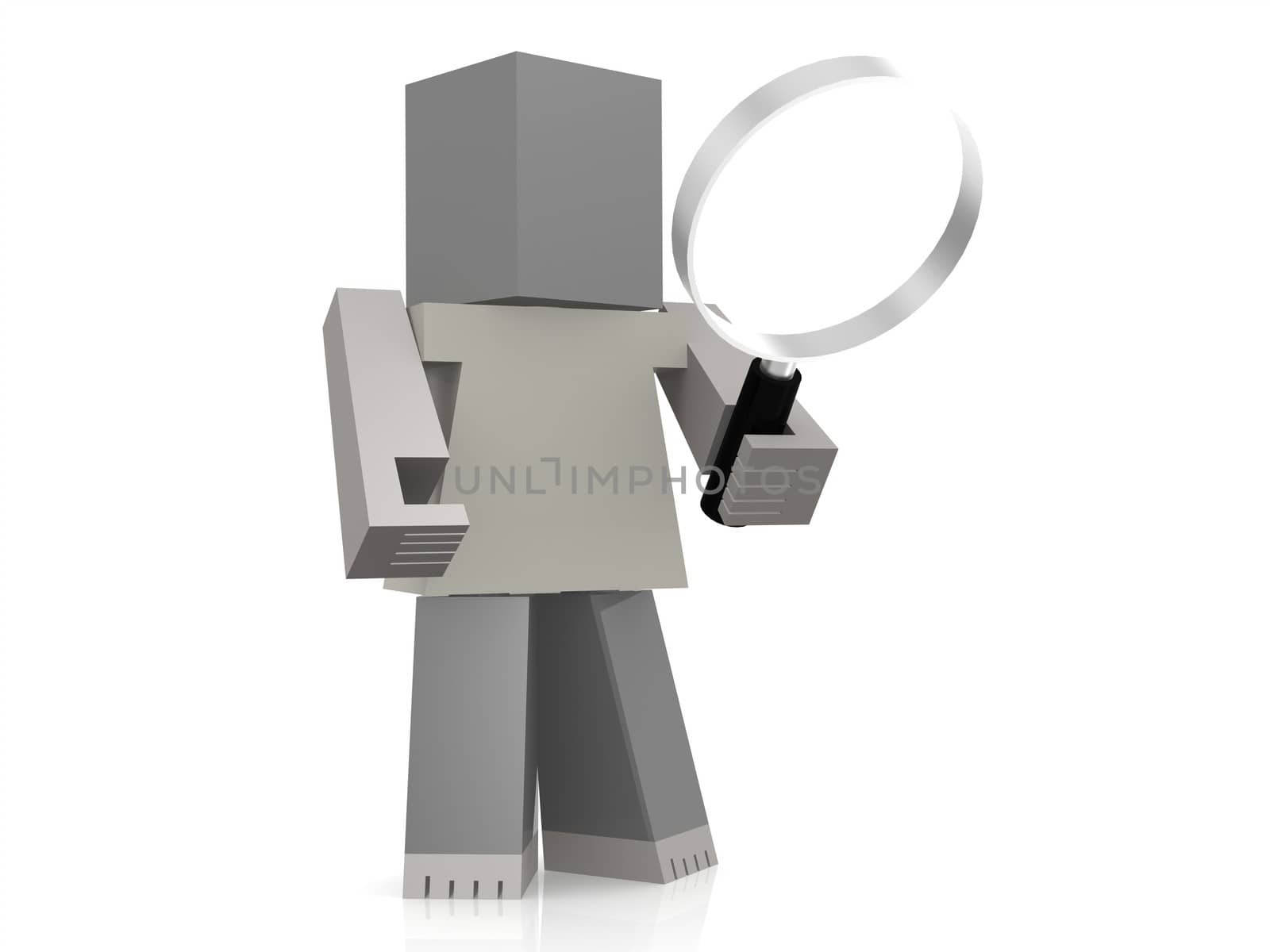 Puppet with magnifying glass