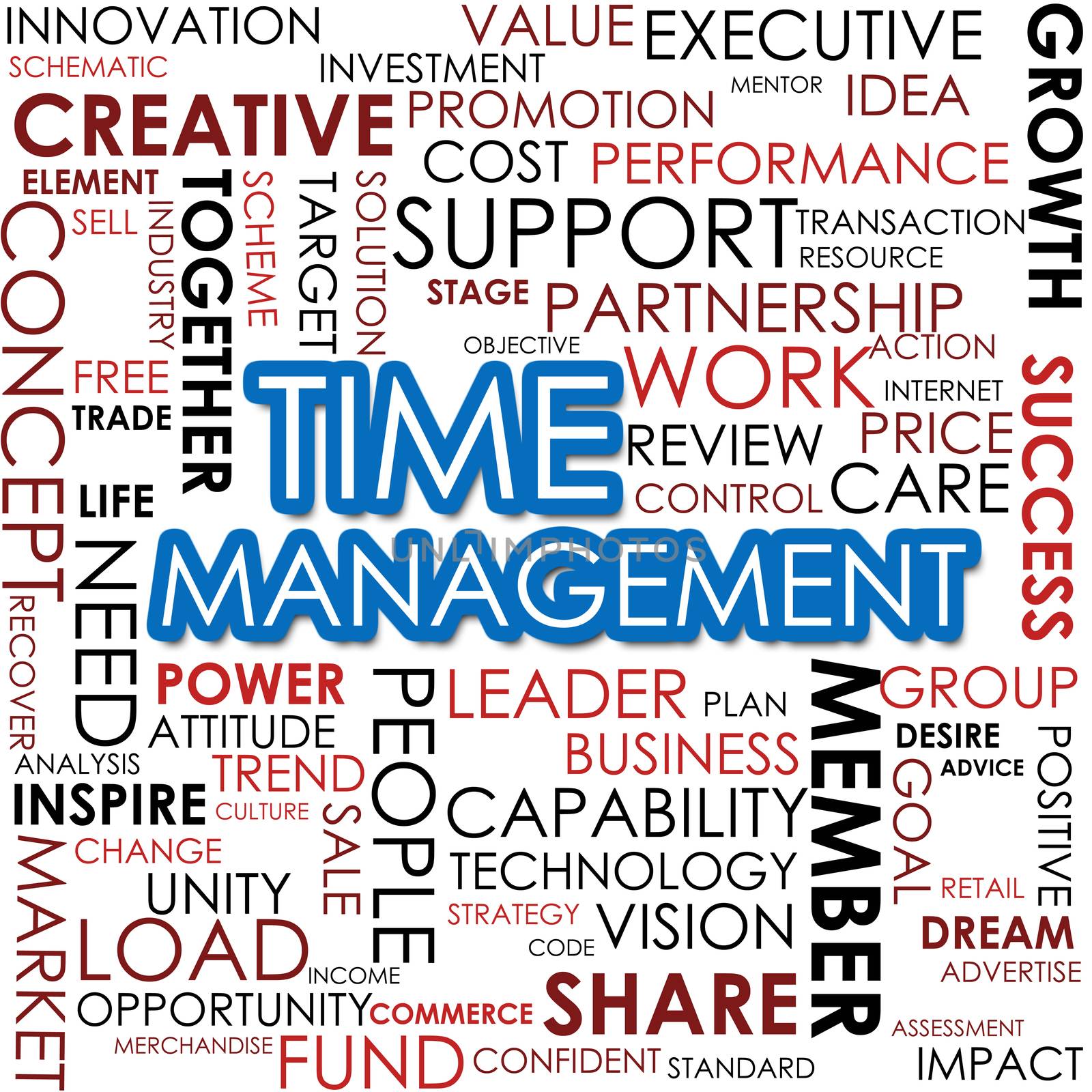 Time management word cloud image with hi-res rendered artwork that could be used for any graphic design.