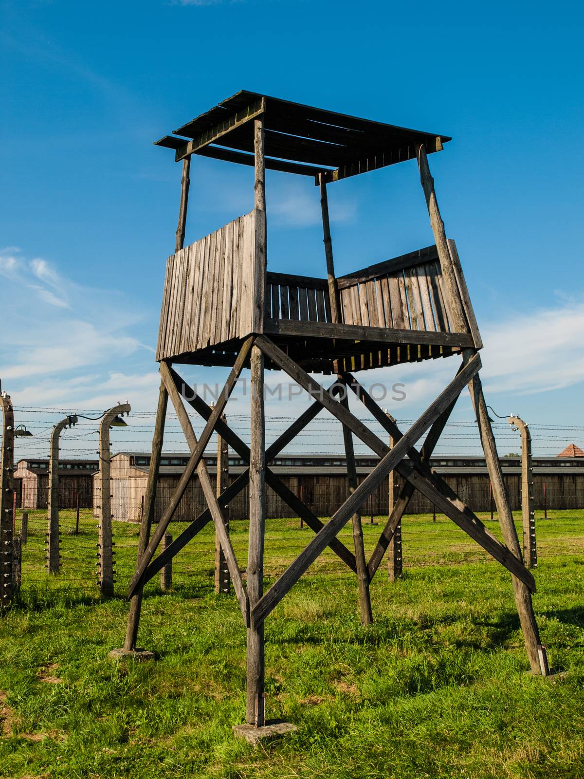 Watch tower in Birkenau by pyty